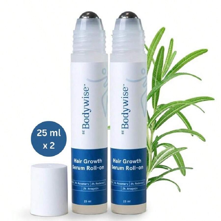 Be Bodywise Rosemary Hair Growth Serum Roll On 25 Ml – 3% Rosemary, 3% Redensyl & 2% Anagain | DHT-Blocking Scalp Serum Boosts Oxygen Flow, Reduces Hair Fall | Paraben/Sulfate-Free | Women & Men - Màu xanh lam - Xem 1