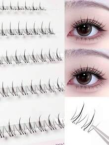 36 Clusters Dual-Style Self-Adhesive Fire Tip Lower Lashes – Natural Eye Look, Ideal For Daily, Work & Festive Occasions - C - View 1