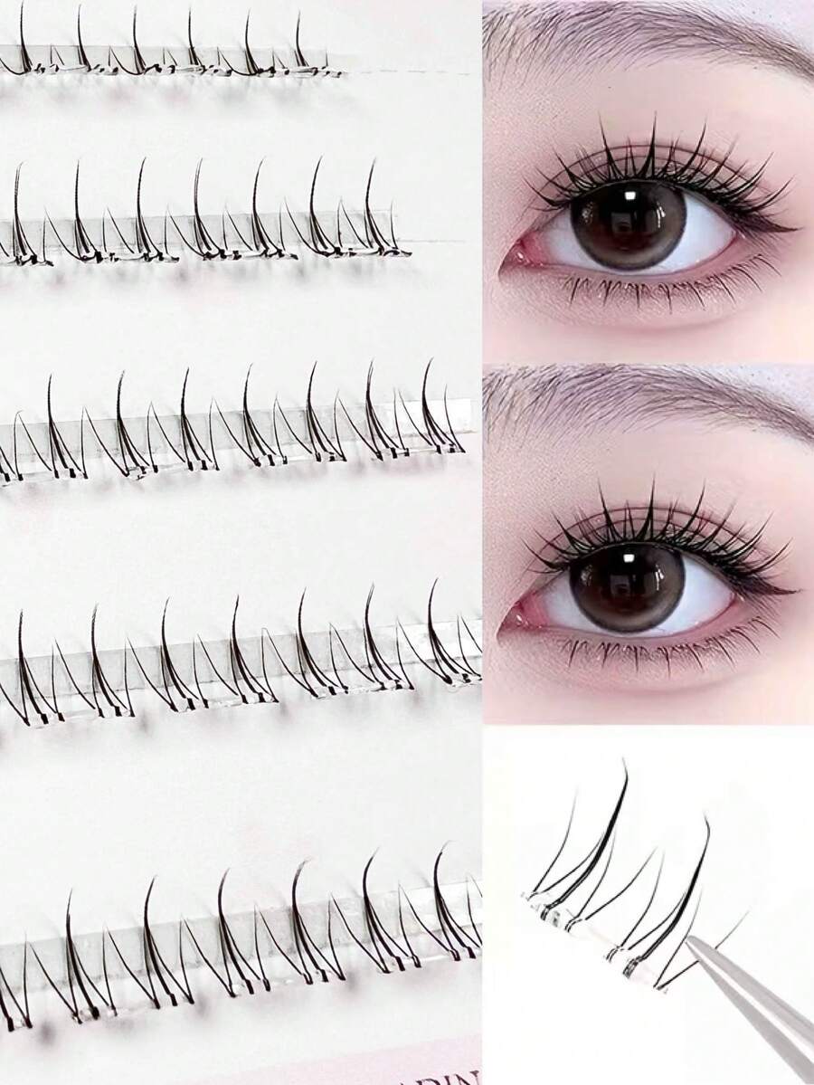 36 Clusters Dual-Style Self-Adhesive Fire Tip Lower Lashes – Natural Eye Look, Ideal For Daily, Work & Festive Occasions - C - View 1