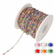 Dây chuyền hạt thép không gỉ 100cm, dây chuyền hạt nhựa nhiều màu sắc phong cách Bohemian, dây chuyền tráng men để làm trang sức DIY và phụ kiện vòng cổ. - Chuỗi tự làm - Xem 28