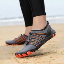 Zapatos acuáticos para exteriores, zapatos de agua unisex para nadar, vadear, bucear, playa, pesca, yoga, fitness - naranja gris - Ver 7