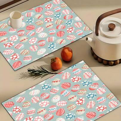 2/4/6pcs Easter Placemats Set - Elegant Rubber Placemats, Suitable For Kitchen And Dining Room Decor, Family Gatherings And Party Settings, Tabletop Decoration 30x45cm