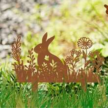 1 件锈棕色复活节兔子剪影铁艺花园草花盆插电金属装饰品庭院装饰 - Easter - 查看 7