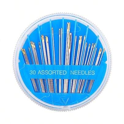 Acooruiteng 30 Piece Sewing Needles Sharp Embroidery Needles With Plastic Box Tapestry Needle Hand Sewing Needles Stitching Needles For DIY Needlework Normal Type And Sewing