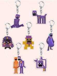 1个亚克力像素威廉·阿夫顿钥匙扣，紫色表情包挂饰，背包配件，粉丝最佳礼物 - 彩色 - 查看 2