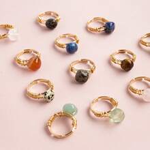 12pcs Natural Crystal Amethyst Raw Stone Ring Box Quartz Minerals Jewelry Quartz Women Fashion Ring Reiki Healing Jewelry Mother's Day Gift - 12-piece Ring Set - View 12