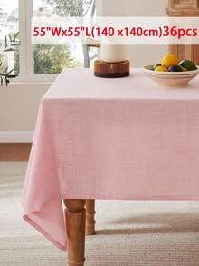 1/36pcs Elegant Solid Color Tablecloth, Skin-Friendly Absorbent Reusable, Suitable For Valentine's Day Picnic, Party, Living Room, Dining Room, Home Decor - Pink - View 12