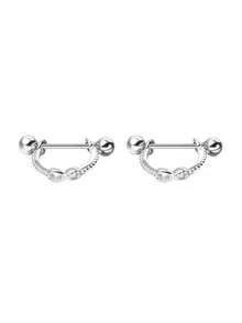 1 Pair Women's Stainless Steel Limitless Twist Screw Ear Cuff Earrings, Punk Infinity Piercing Everyday Accessory - Silver - View 5