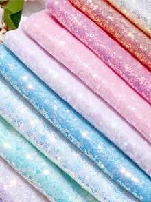1 pieza de tela brillante con lentejuelas de 3mm de colores, adecuada para decoración de fondo de boda, alfombra, confección de vestidos DIY, material brillante - A - Ver 4