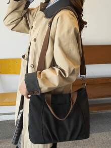 休闲托特包，简约纯色男女通用手提包，大容量多口袋单肩包，功能齐全的随身行李包，适合大学生、度假、旅行、送礼、返校、大学、情人节、宿舍等场合。 - 彩色 - 查看 7
