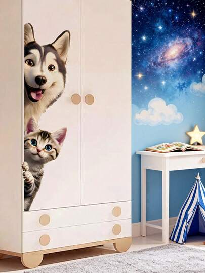 1PC- Wallpaper -[Soccer, Cats, Dogs, Mice, Cheese]Boy Kids Room Decor Home Self-Adhesive Baby Nursery Decor Girl Decor Wallpaper Removable Wall Stickers For Wall Decor Living Room, Girls Bedroom, Window Stickers – Cute & Creative For Wall Art Kids Room Decor Bedroom Decor