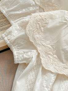 夏季女宝宝韩版刺绣连体衣，大翻领 - 杏色 - 查看 5