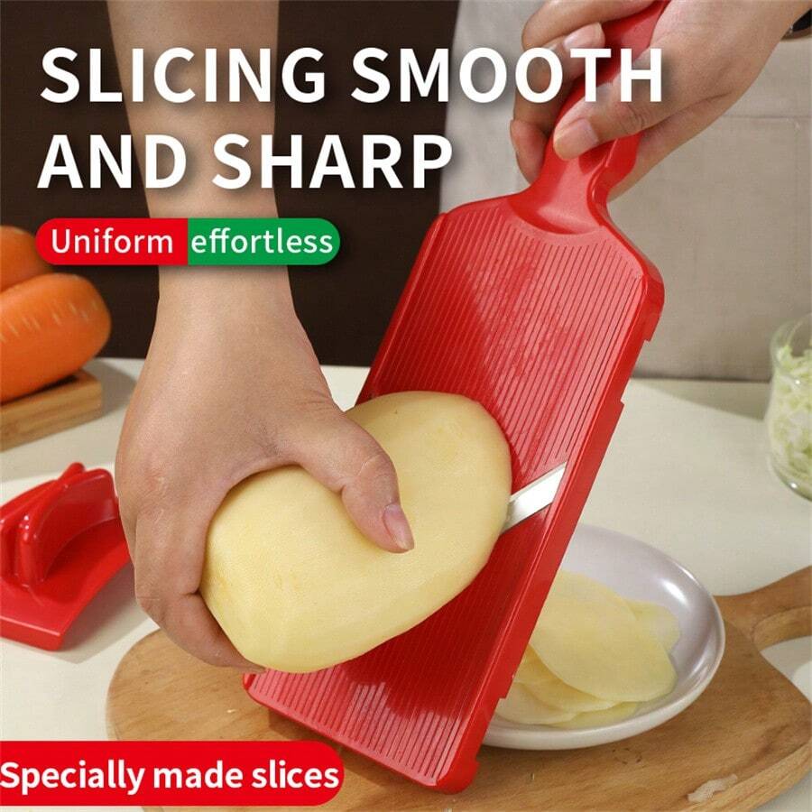 Cortador de verduras con hoja en forma de V y protección para la mano, rebanador manual para preparación de cocina