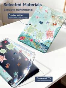 Marine Elements, Sea Turtles, Shells, Hibiscus Flowers Tablet Case Compatible With IPad Air 11-Inch M3 2025 / M2 2024, IPad Air 5th Generation 2022 , IPad (A16) 11 Inch 11th Generation 2025,Compatible With Samsung Galaxy Tab,Kindle Paperwhite 12th Gen 2024, Clear Back ,Fashion Pattern Protective Case,Automatic Sleep And Wake-Up Function, Airbag Protection, Suitable For Gifts And Office Use - Multicolor - View 10