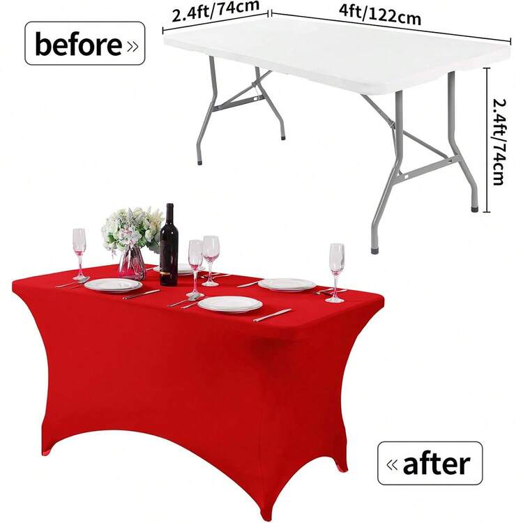 1pc 4/6/8 Inch Polyester Tablecloth, Rectangular, Full Elastic Band, Soft Texture, Fits Snugly On Tabletop, Wrinkle-Resistant And Washable, Suitable For Indoor, Outdoor, Patio, Picnic, Camping, Party, Wedding, Outdoor Events, Banquet, Restaurant And More - Multicolor - View 18