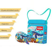 3-14岁儿童动物纸质拼图，配有肩带收纳袋，恐龙/鲸鱼/宇航员系列益智拼图，培养专注力和智力，适合男孩/女孩作为圣诞礼物、玩具、圣诞袜填充物、返校礼物 - 多元 - 查看 4