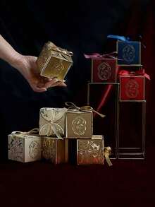 10 piezas/Paquete Caja de regalo para fiesta, Caja de regalo de boda, Caja de regalo de alta gama para dulces, galletas, adecuada para varios festivales - Multicolor - Ver 10