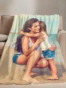 1pc Customized Photo Fleece Blanket, Personalized With Family, Pet, Couple Photos, Best Gift For Mother's Day, Father's Day, Valentine's Day, Friends - Style 3 - View 5