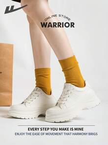 WARRIOR Scarpe da donna stile strada confortevoli e chunky, scarpe da corsa confortevoli per primavera e autunno, sneaker casual ma eleganti di stile modesto, adatte tutto l'anno, resistenti all'usura per uso giornaliero, scarpe da allenamento, sneaker bianche - Beige - Visualizzare 8