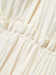 Magic Mia  Women's Ruffled Mock Neck Cape Sleeve Midi Dress - Asymmetric Ruffle Hem Relaxed Fit For Weekend Brunch Picnics Date Nights Casual Gatherings & Holiday Outings | Romantic Feminine Design For Effortlessly Charming Looks - trắng - Xem 5