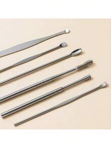 Portable 6-Piece Ear Cleaning Kit – Spiral Spring Ear Picks & Ear Digger Tools - Black - View 5