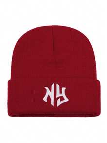 1顶Y2K风格“La Earth”刺绣针织滑雪帽，户外保暖针织帽，休闲百搭冬季保暖帽，适合日常通勤和秋季穿搭 - LA - 查看 18