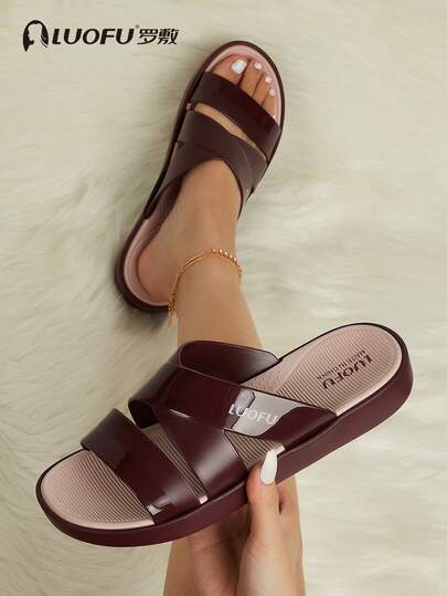  LUOFU New Summer Women Criss-Cross Thick Sole Sandals, Fashion Outdoor Casual Comfortable Beach Slip-On EVA Non-Slip Slippers