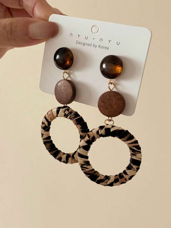 一对复古法式梅洛琥珀色优雅别致百搭耳钉