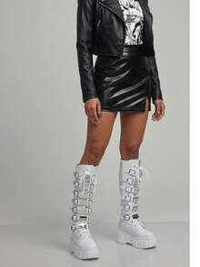 Botas de plataforma con evillas . - Blanco - Ver 9