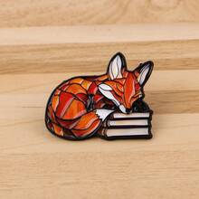 Cute Cartoon Animals Fox Enamel Pin Colorful Cats Brooch Pins Lapel Pin Badge On Backpack Clothing Accessories Jewelry Friends Gifts - Black - View 4