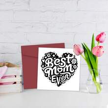 1pc Funny "Best Mom Ever" Greeting Card With Envelope, Heartfelt Mother's Day Card For Mom, Birthday Card, Thank You Card, Birthday & Mother's Day Gift From Daughter & Son - A - View 6