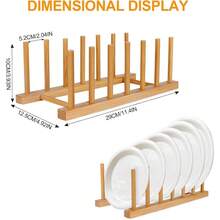 2 Packs Bamboo Wooden Vertical Dish Rack Plate Stand Holder - Multi-Functional Kitchen Cabinet Organizer For Draining Dishes, Pots, Lids, Bowls, Cups, Cutting Boards & Books - mặc định - Xem 2