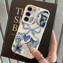 1个TPU材质清新蓝调樱桃蝴蝶结拼接图案时尚手机壳，兼容三星A05s、A12、A13、A14、A14 4G、A15、A21s、A23、A25、A32、A32 5G、A34、A35、A50s、A51、A52、A53、A54、A55、A71、A72、A73、S10、S20 FE、S20 Ultra、S21 Ultra、S22、S22 Plus、S23、S24、红米10C、12C、Note 10、11、12、13、Pro Plus、Note 8、9 Pro，全方位保护软壳手机壳 - 白色 - 查看 3