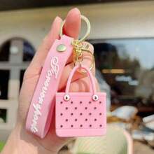 Cute Beach Hole Keychain Portable Simple Mini Car Key Chain Soft Silicone Fashion Seaside Big Basket Hanging Ornaments Bag PZPW - 粉色 - 查看 9