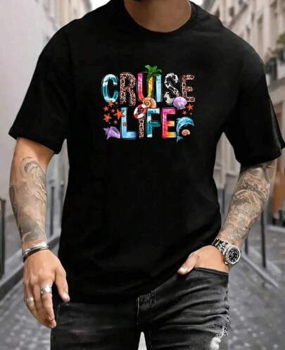 Skjortor för män Herrfamilj Kryssningsliv Kryssningskläder för män 2026 Matchande T-shirt (enkelt stycke) 100 % bomull 220 g kraftig bomulls-T-shirt Herr Casual Mönstrad Rund Hals Kortärmad T-shirt Herr Dam T-shirt Mönstrad T-shirt