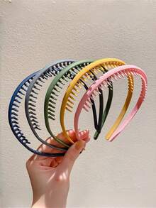 5pcs Teens' Minimalist Toothed Non-Slip Headbands, New Bangs Hair Clips, Suitable For Daily Use - Multicolor - View 4