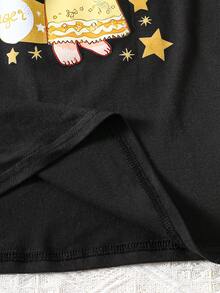 Ramadan Series Summer New Moon Sheep Print 4-Way Stretch Puff Sleeve Black Milk Silk Mid-Length Dress, Elegant And Warm, Suitable For Ramadan Gatherings - Black - View 7