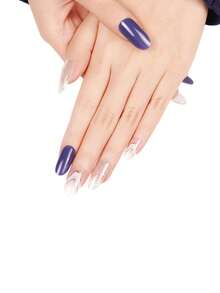 一盒20片装，天然持久经典情人节DIY简约多色设计蓝山美甲凝胶贴纸，UV固化美甲凝胶贴纸，易于佩戴和卸除 - 彩色 - 查看 4