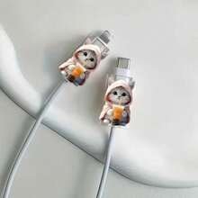 1pcs Of Cute Cartoon Cat Data Cable Protectors, Damage-Resistant, Type-C Phone Cable Protectors, Beautiful And Durable &Chic & Functional &Express Your Personality &Stocking Stuffer - Exquisite Jewelry - View 5