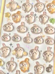 1张儿童动漫卡通3D贴纸，可爱动物猫咪贴纸，DIY手工3D贴纸，适用于DIY手机壳、DIY贴纸笔记本、DIY手工、笔记本电脑、礼品包装、派对装饰，完美的节日礼物，送给粉丝和朋友的礼物，返校礼物（款式随机） - 彩色 - 查看 5