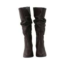 Women's Ruched Boot, Winter Fashion, Lirom Style, With Chunky Square Heel And Comfortable Toe. - Coffee Brown - View 4