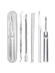 专业嵌甲及厚甲护理套装，包含不锈钢指甲钳、角质层推棒、足锉、便携旅行收纳盒 - 銀色 - 查看 9