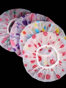 Set Of 12 Plastic Shower Caps For Hydration And Finishing Touches – Assorted Prints – Elastic And High-Quality Version - 6件套裝 - 查看 8