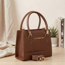 Women's Medium Square Crossbody Bag Modern Basic Shoulder And Hand Bag - Camel - Ver 1
