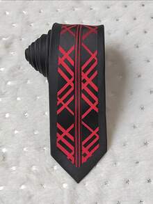 Men's Slim 3D Tie With Glitter, Slim (6cm), Casual Fabric. - Red - View 1