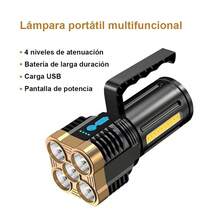 Linterna LED de Mano Ultra Potente, Recargable USB, Luz Lateral COB, Ideal para Camping, Emergencias, Senderismo, Caza y Reparaciones Nocturnas - negro - Ver 4