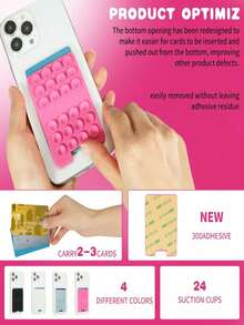 Suction Cup Style Silicone Silicone Suction Cup Square Phone Case Back Silicone Suction Cup Credit Card Bag Holder Large Suction Silicone Phone Suction Cup Spring Gift - Multicolor - View 3