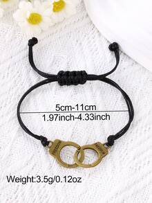 2件套潮流情侣友谊手链，欧美创意个性化自由合金手铐编织手链，情侣款 - 黑色 - 查看 2