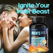 Quit mood Men's Energy Supplement 29020MG Extra Strength 20-In-1 With Goat , Maca, Oyster Extract & Ashwagandha - 60 Capsules - 180 Capsules/Bottle - View 7