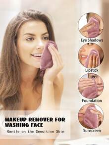 12条装柔软超细纤维面巾，带挂环，可卸妆，亲肤温和，可水洗重复使用。适用于圣诞节、冬季、粉色系、毕业季、生日、节日、夏季、秋季、Y2K、时尚、女士化妆、化妆派对、海滩旅行、露营、学校户外活动、校园旅行、节日装饰礼品、玫瑰色、少女角色扮演、最佳颜色、魅力、氛围 6/3/1 套装 - 紫丁香色 - 查看 4